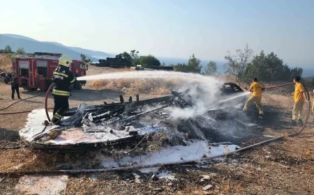 Torba'da ormanın içindeki tekne yandı faciadan dönüldü