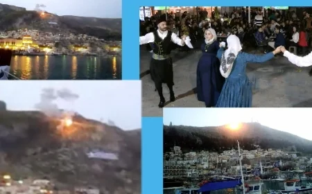 Komşu Yunan adasının  dinamitli eğlencesi Bodrum’u gerdi