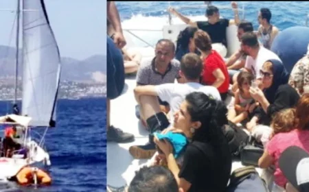 Torba açıklarından İtalya yolundaki yelkenli teknede göçmenleri İHA tespit etti