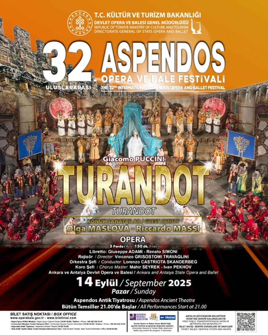 32. ULUSLARARASI ASPENDOS OPERA VE BALE FESTİVALİ TURANDOT İLE BAŞLAYACAK