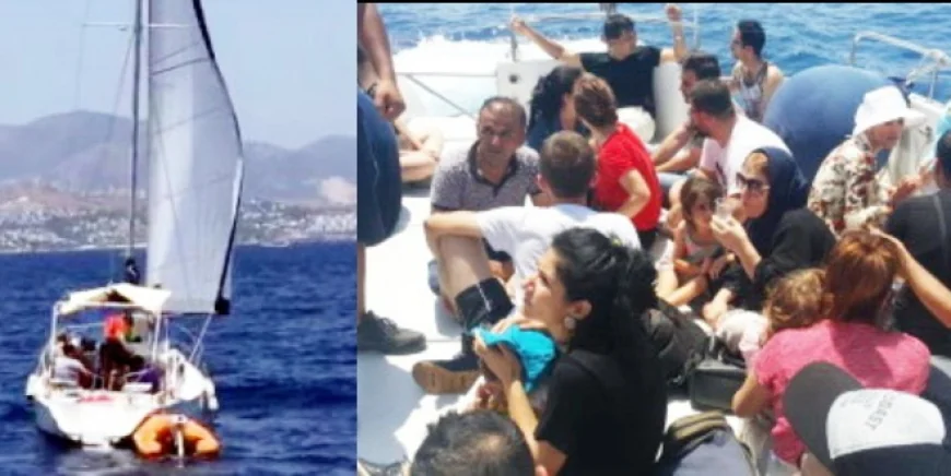 Torba açıklarından İtalya yolundaki yelkenli teknede göçmenleri İHA tespit etti