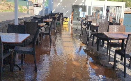 Torba'da su isale hattı kafeteryanın ortasında patladı tonlarca su boşa aktı