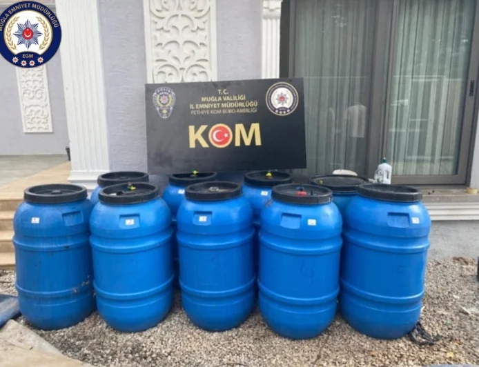 Muğla’da Etil Alkol ve Sahte Şarap Operasyonu, tam 2 ton ele geçirildi