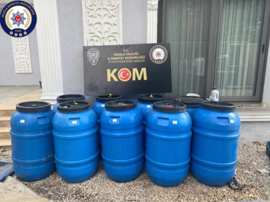 Muğla’da Etil Alkol ve Sahte Şarap Operasyonu, tam 2 ton ele geçirildi