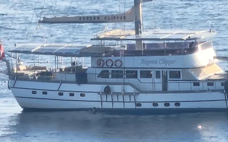 Bodrum'da Mavi yolculuk yatı karaya oturdu. Kurtarma çalışmaları başladı