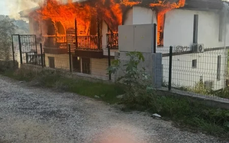 Alev alev yanan eve müdahale edildi 