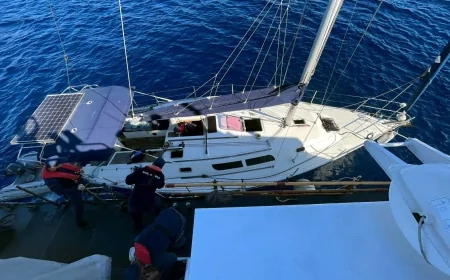 Güneş enerjili yelkenli tekne ile umuda yolculuk sahil güvenliğe takıldı