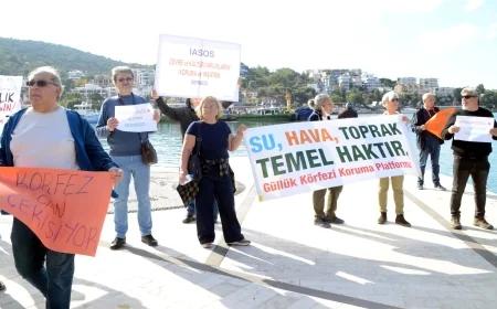 Güllük yat limanı yapılmasın eylemi yaptılar