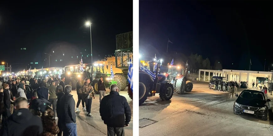 Yunan çiftçiler Türkiye Yunanistan sınırını traktörlerle kapattı