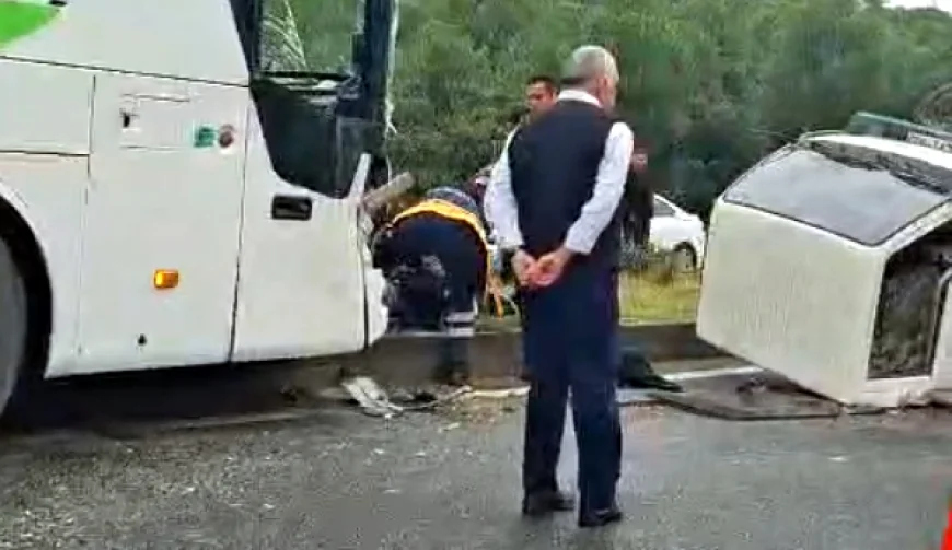 Bodrum- Milas yolunda yolcu  otobüsü ile kamyonet çarpıştı yaralılar var