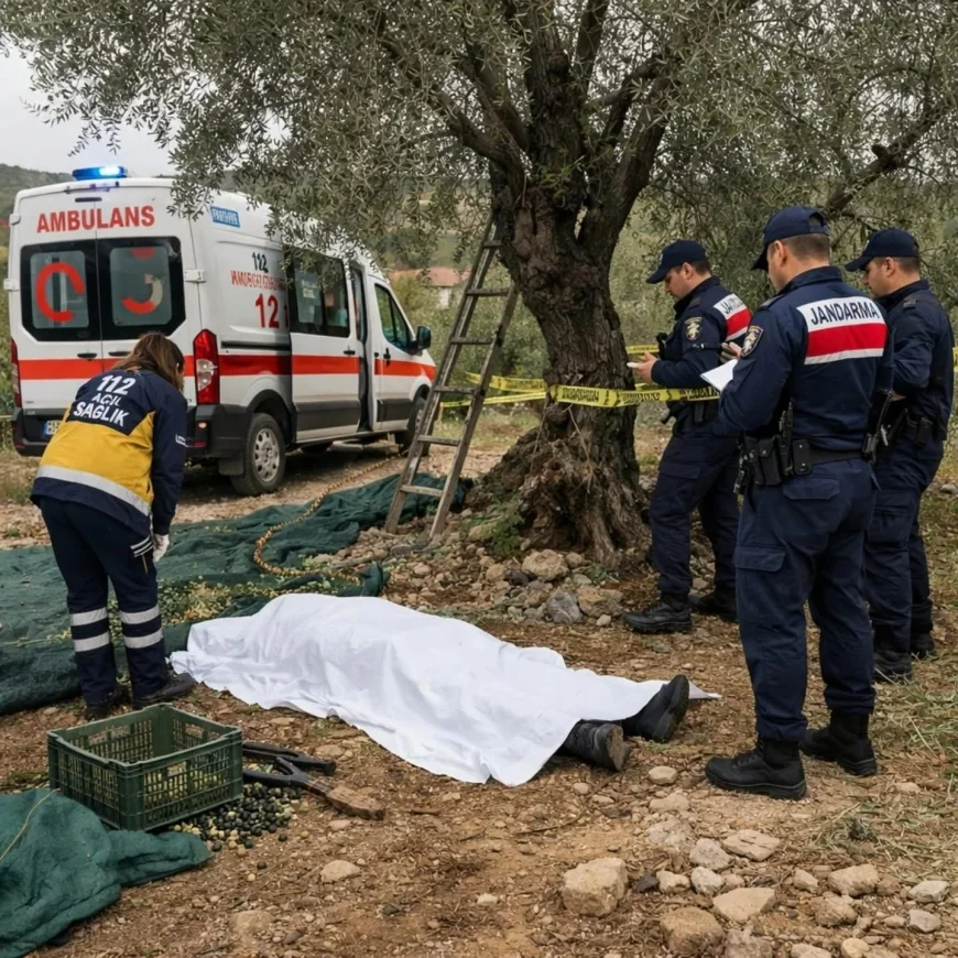 Zeytin ağacından düşen kişi hayatını kaybetti