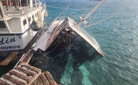 Şiddetli lodosta limana barınağa girmeyen tekneler battı parçalandı (VİDEOLU HABER)