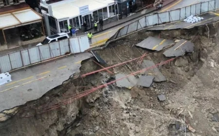 Oteller bölgesinde  korkutan heyelan bölgede önlemler alınmaya başlandı