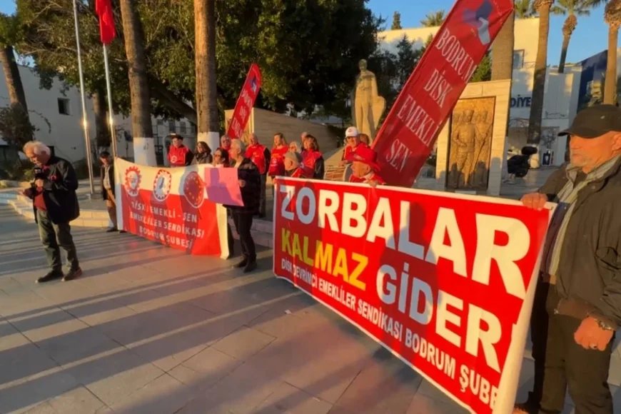 Bodrum’da emekliler 24 saatlik eyleme başladı