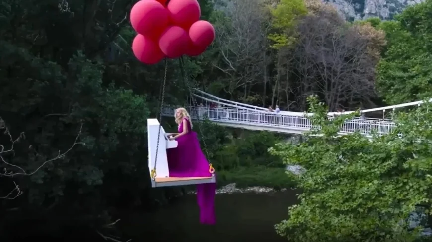 Uçan piyanistten yine muhteşem bir gösteri, 800 yıllık kulede konser verdi