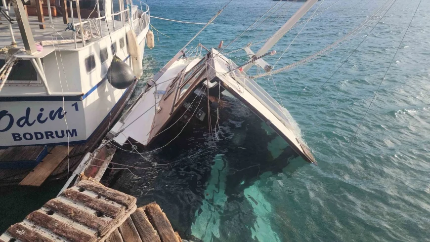 Şiddetli lodosta limana barınağa girmeyen tekneler battı parçalandı (VİDEOLU HABER)