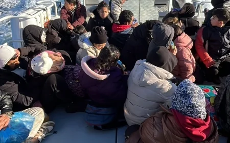 Karadan ulaşımın olmadığı ıssız bölgeye terk edilen göçmenler denizden operasyon ile kurtarıldı