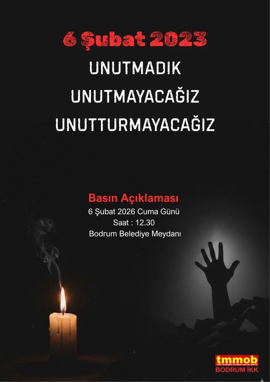 6 Şubat Depremi’nin Yıldönümünde Bodrum’da Anma ve Basın Açıklaması