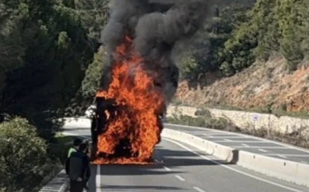 Gökova’da TIR yandı