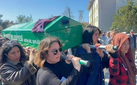 Kocasının öldürdüğü Sermin Bacak’ı son yolculuğuna kadınlar uğurladı