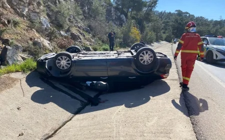 Torba’da Otomobil Takla Attı