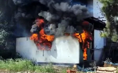 Dereköy’de konteynır yangını korkuttu