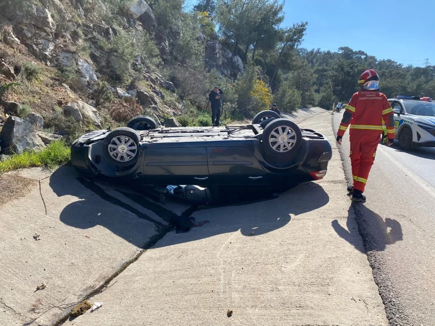 Torba’da Otomobil Takla Attı