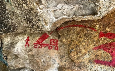 8 BİN YILLIK KAYA RESİMLERİNİ BÖYLE TAHRİP ETTİLER