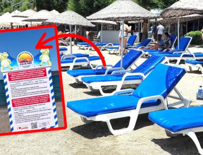 Plajda skandal uygulama… Denize girmek serbest, kuma oturmak yasak.Yakında Bodrum plajlarında .. Nasıl olsa yok yok..!
