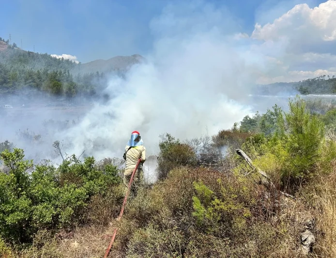 Marmaris'te Yıldırımın Çıkardığı Yangın Büyümeden Söndürüldü
