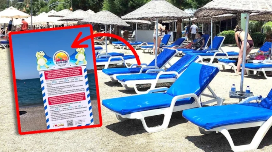 Plajda skandal uygulama… Denize girmek serbest, kuma oturmak yasak.Yakında Bodrum plajlarında .. Nasıl olsa yok yok..!