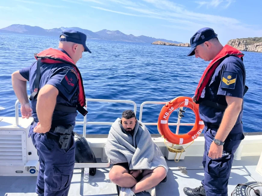 Yunanistan adasına yüzerek geçmeye çalışan göçmenler ölümden döndü,  sahil güvenlik kurtardı