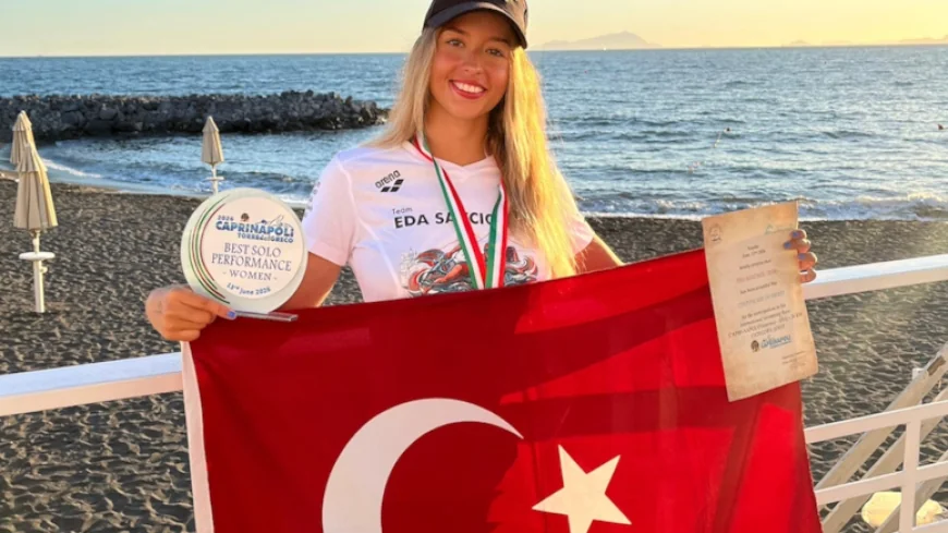 Ultra maraton yüzücüsü İzmirli Eda Savcıgil'den tarihi birincilik