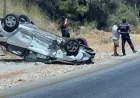 Torba- Gölköy yolunda takla atan otomobilde iki kişi yaralandı