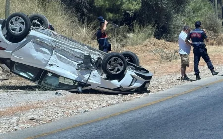 Torba- Gölköy yolunda takla atan otomobilde iki kişi yaralandı