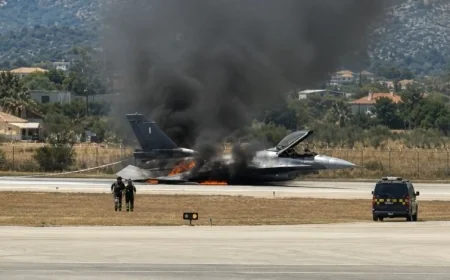 Yunan Savaş Uçağı- F-16’sı Motor Arızası Sonrası Turistik Adaya acil iniş yaptı