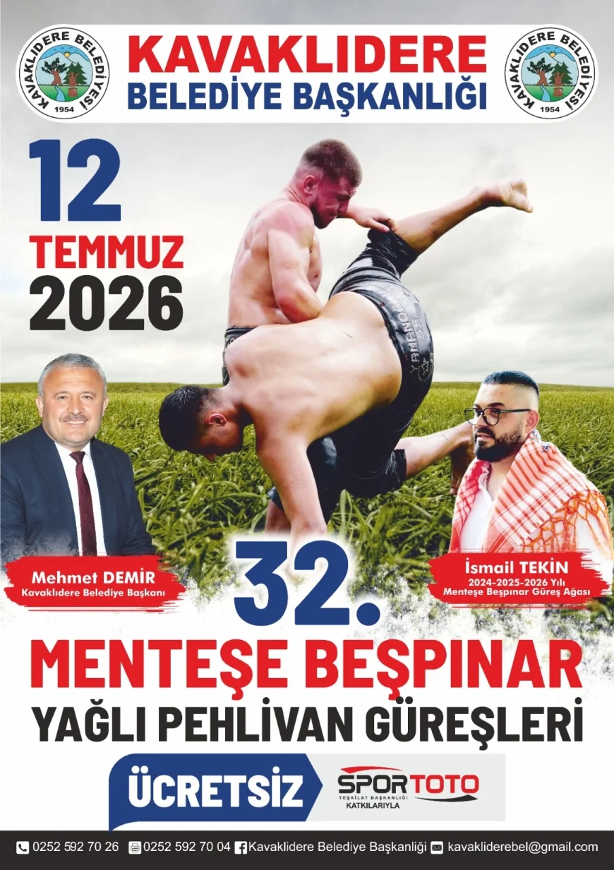 32. Menteşe Beşpınar Yağlı Pehlivan Güreşleri 12 Temmuz'da Düzenlenecek