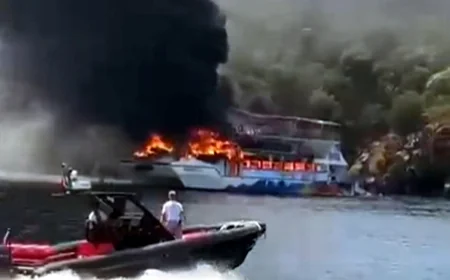 Tur teknesi alev alev yandı 115 kişi denize atlayarak kurtuldu