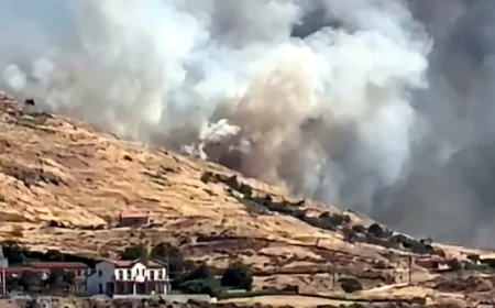 EGE’DE TURİSTİK ADA ALEV ALEV YANIYOR ! TAHLİYELER BAŞLADI