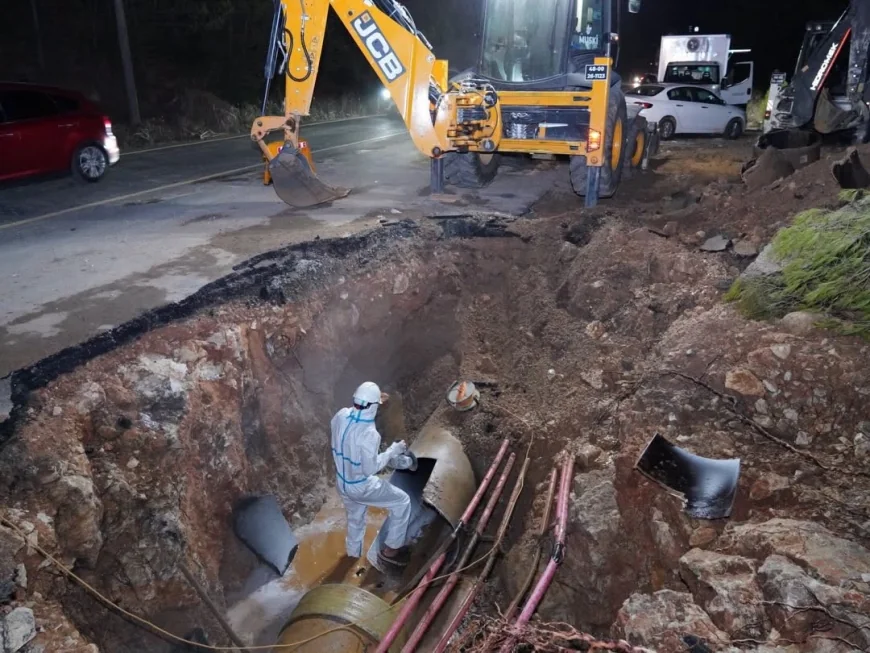 TORBA-GÖLKÖY YOLUNDA İSALE HATTI YİNE PATLADI: AYNI ÇİLE YILLARDIR SÜRÜYOR