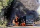 Muğla’da asfalt kamyonu alev alev yandı