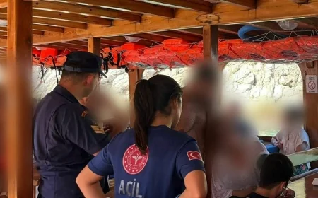 BODRUM AÇIKLARINDA TUR TEKNESİNDE RAHATSIZLANAN KİŞİYİ SAHİL GÜVENLİK KURTARDI