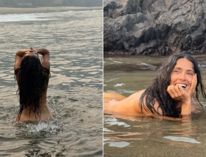 BODRUM TUTKUNU SALMA HAYEK 60 YAŞINI ÇIPLAK YÜZEREK KUTLADI