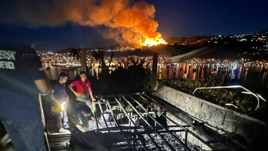 BODRUM’DA GECE YARISI VİLLA YANGINI! EV KULLANILAMAZ HALE GELDİ