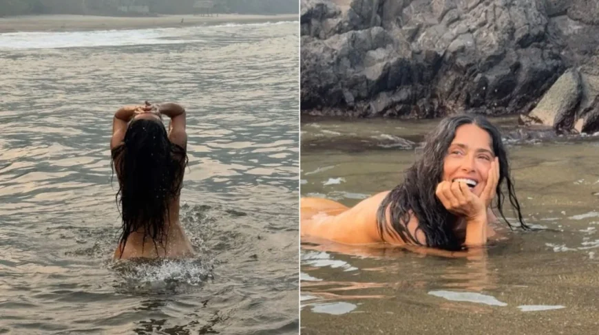 BODRUM TUTKUNU SALMA HAYEK 60 YAŞINI ÇIPLAK YÜZEREK KUTLADI