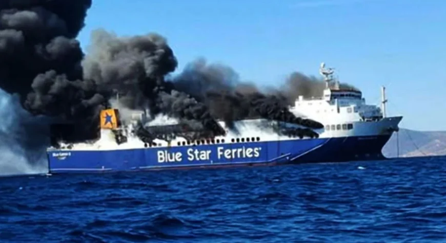 MİKONOS AÇIKLARINDA YANAN FERİBOTTA KRİTİK SAATLER: 29 KİŞİ KURTARILDI FERİBOT YANMAYA DEVAM EDİYOR