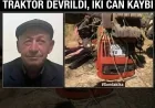 Traktör devrildi  tarlaya giden karı koca can verdi