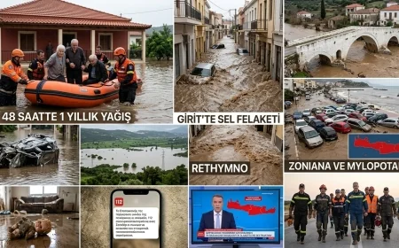 GİRİT ADASI SULAR ALTINDA , BİR YILLIK YAĞMUR 48 SAATTE YAĞDI, ÖLENLER VAR