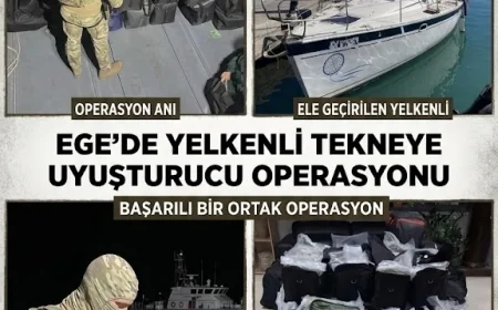 EGE’DE SAHİL GÜVENLİKTEN YELKENLİ TEKNEYE UYUŞTURUCU OPERASYONU! 360 KİLODAN FAZLA ESRAR ELE GEÇİRİLDİ