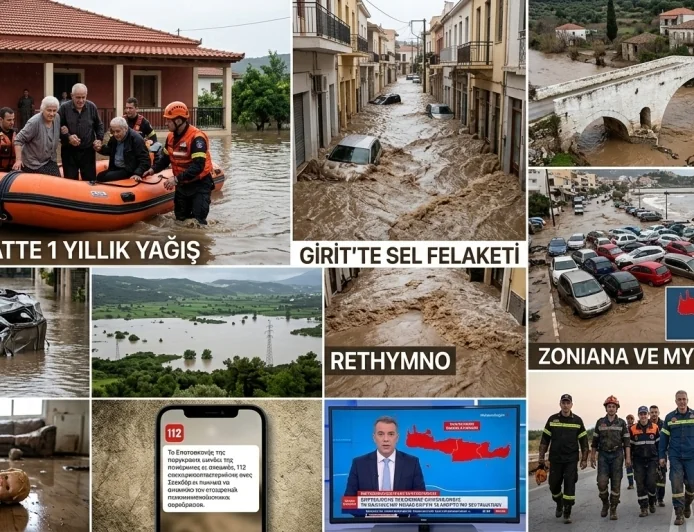 GİRİT ADASI SULAR ALTINDA , BİR YILLIK YAĞMUR 48 SAATTE YAĞDI, ÖLENLER VAR